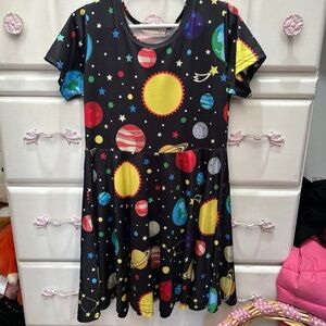 Colorful Planet Print Kids Dress